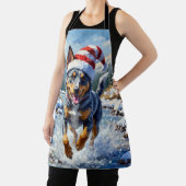 Energetic Blue Heeler Dog Winter Creek Christmas Schürze (InSitu)