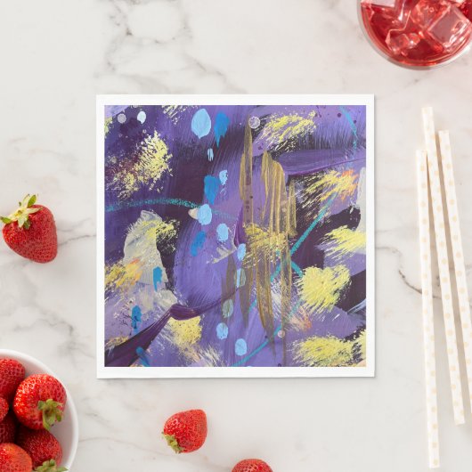 Energetic blue, purple, and gold abstract art  serviette (Beispiel)