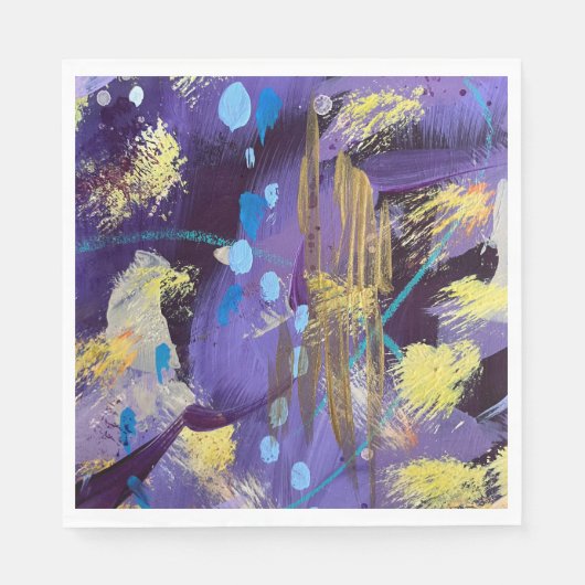 Energetic blue, purple, and gold abstract art serviette (Vorderseite)