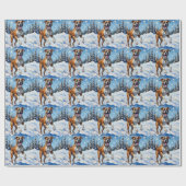 Energetic Boxer Dog Leaping in Winter Snow Fun Geschenkpapier (Flach)