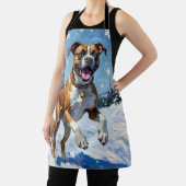 Energetic Boxer Dog Leaping in Winter Snow Fun Schürze (InSitu)