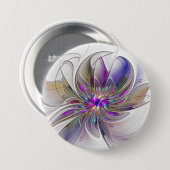 Energetic, Colorful Abstract Fractal Art Flower Button (Vorne & Hinten)