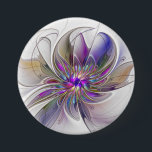 Energetic, Colorful Abstract Fractal Art Flower Button<br><div class="desc">A multicolored powerful fantasy flower, 
unique floral fractal art.
Design for your round button and more.</div>