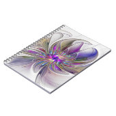 Energetic, Colorful Abstract Fractal Art Flower Notizblock (Linke Seite)