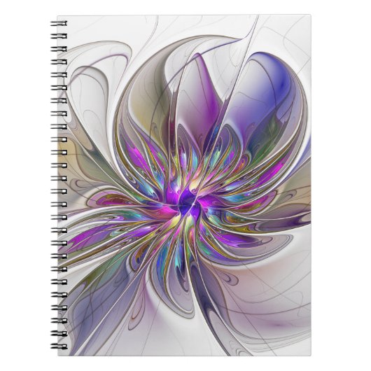 Energetic, Colorful Abstract Fractal Art Flower Notizblock (Vorderseite)