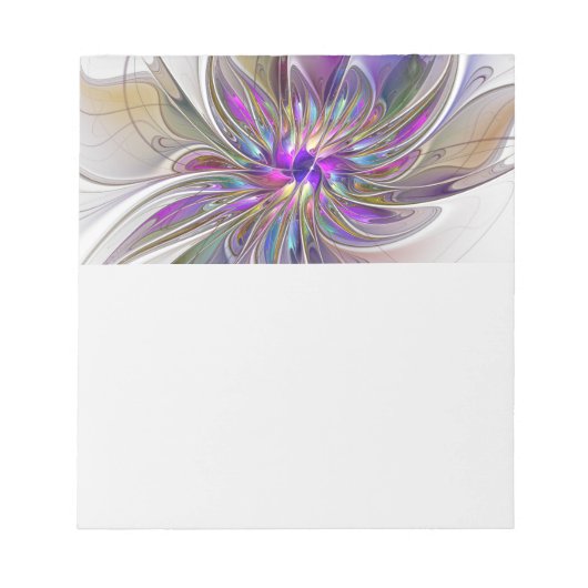 Energetic, Colorful Abstract Fractal Art Flower Notizblock (Vorderseite)