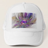 Energetic, Colorful Abstract Fractal Art Flower Truckerkappe (Vorderseite)