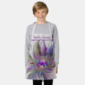 Energetic, Colorful Abstract Fractal Flower Text Schürze (Getragen)