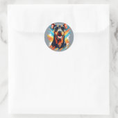 Energetic Doberman Pinscher Runder Aufkleber (Tasche)
