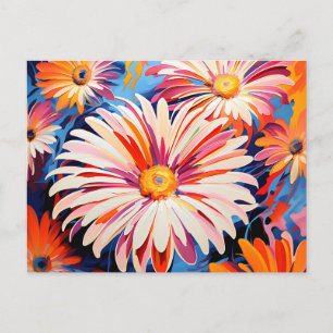 Energetic Floral Abstrakt Gerbera Daisies Postkarte