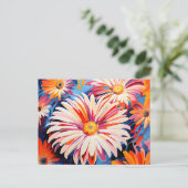 Energetic Floral Abstrakt Gerbera Daisies Postkarte (Stehend Vorderseite)