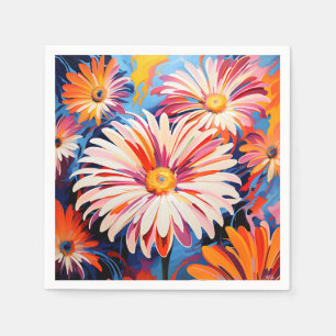 Energetic Floral Abstrakt Gerbera Daisies Serviette