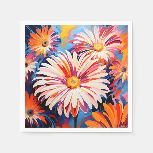 Energetic Floral Abstrakt Gerbera Daisies Serviette (Vorderseite)