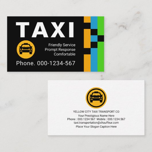 Energetic Transport Routes Taxi Drive Visitenkarte (Vorne/Hinten)