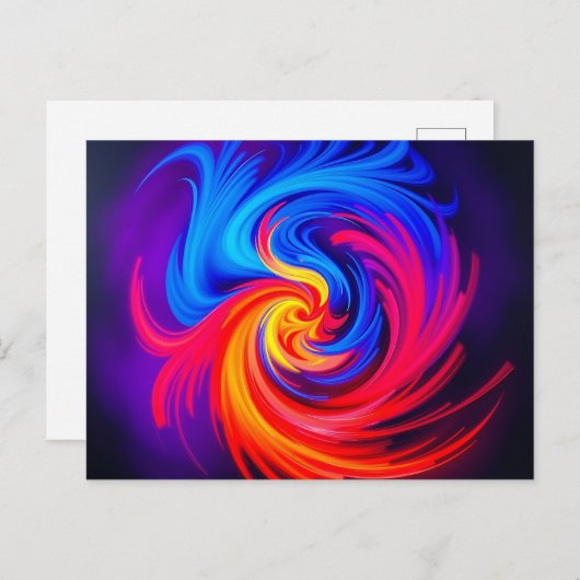 Energetische Abstrakte Swirbelsäule in Blau, Rot u Postkarte (Vorne/Hinten)