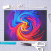 Energetische Abstrakte Swirbelsäule in Blau, Rot u Seidenpapier (Handwerk)