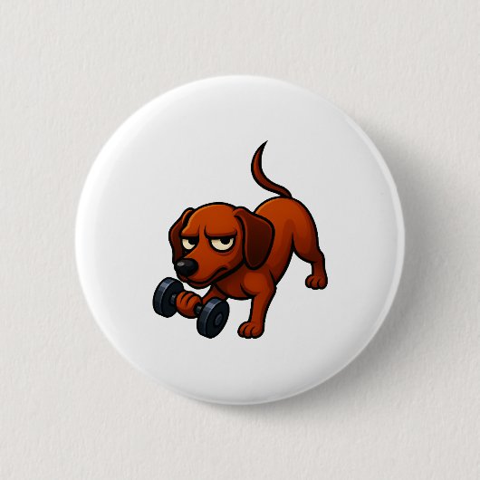 Energetische Dackel Hanbell Comic Motivation Button (Vorderseite)