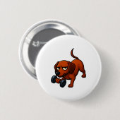 Energetische Dackel Hanbell Comic Motivation Button (Vorne & Hinten)