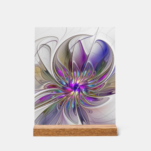 Energetische, farbenfrohe Abstrakte Fraktal Kunst  Acrylschild (Vorderseite)