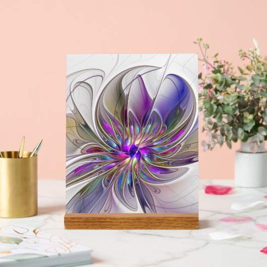 Energetische, farbenfrohe Abstrakte Fraktal Kunst Acrylschild (Hochzeit)