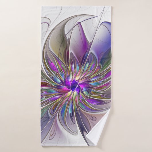 Energetische, farbenfrohe Abstrakte Fraktal Kunst  Badehandtuch (Badehandtuch)