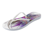 Energetische, farbenfrohe Abstrakte Fraktal Kunst  Badesandalen (Schrägansicht)