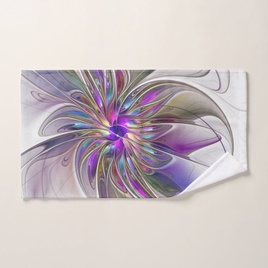 Energetische, farbenfrohe Abstrakte Fraktal Kunst Badhandtuch Set (Handtuch)