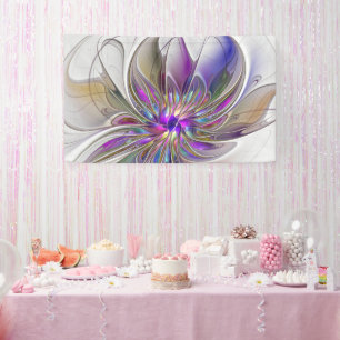 Energetische, farbenfrohe Abstrakte Fraktal Kunst Banner
