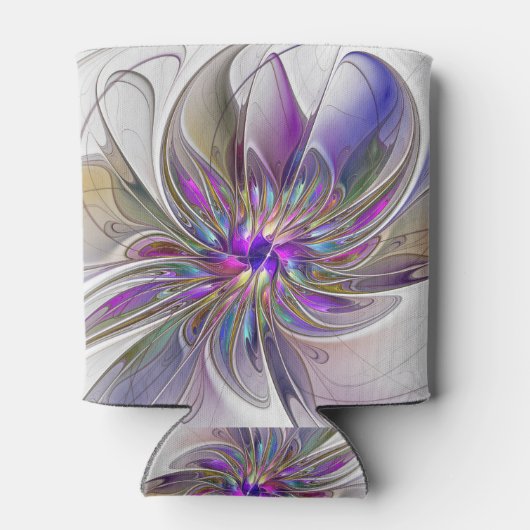 Energetische, farbenfrohe Abstrakte Fraktal Kunst  Dosenkühler (Rückseite)