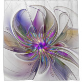 Energetische, farbenfrohe Abstrakte Fraktal Kunst  Duschvorhang (Vorderseite)