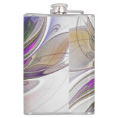 Energetische, farbenfrohe Abstrakte Fraktal Kunst  Flachmann (Rückseite)