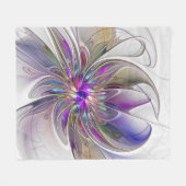 Energetische, farbenfrohe Abstrakte Fraktal Kunst Fleecedecke (Vorderseite (Horizontal))