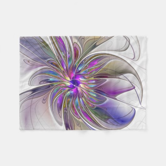 Energetische, farbenfrohe Abstrakte Fraktal Kunst  Fleecedecke (Vorderseite (Horizontal))