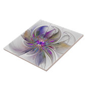 Energetische, farbenfrohe Abstrakte Fraktal Kunst  Fliese (Seite)