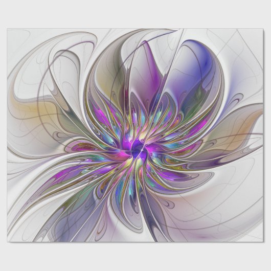 Energetische, farbenfrohe Abstrakte Fraktal Kunst Geschenkpapier (Flach)