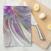 Energetische, farbenfrohe Abstrakte Fraktal Kunst Geschirrtuch (Viertel Falte)