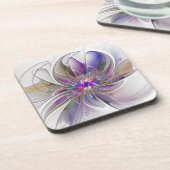 Energetische, farbenfrohe Abstrakte Fraktal Kunst Getränkeuntersetzer (Linke Seite)