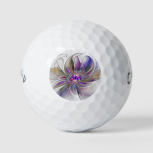 Energetische, farbenfrohe Abstrakte Fraktal Kunst  Golfball