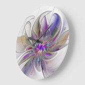 Energetische, farbenfrohe Abstrakte Fraktal Kunst Große Wanduhr (Winkel)