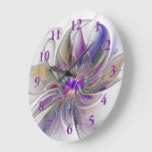 Energetische, farbenfrohe Abstrakte Fraktal Kunst Große Wanduhr (Winkel)