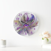 Energetische, farbenfrohe Abstrakte Fraktal Kunst Große Wanduhr (Zuhause)