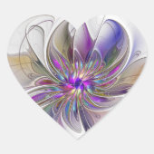 Energetische, farbenfrohe Abstrakte Fraktal Kunst  Herz-Aufkleber (Vorderseite)