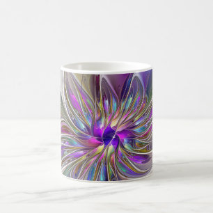 Energetische, farbenfrohe Abstrakte Fraktal Kunst Kaffeetasse