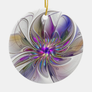 Energetische, farbenfrohe Abstrakte Fraktal Kunst  Keramik Ornament
