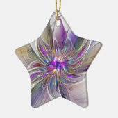 Energetische, farbenfrohe Abstrakte Fraktal Kunst  Keramik Ornament (Links)