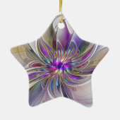 Energetische, farbenfrohe Abstrakte Fraktal Kunst  Keramik Ornament (Hinten)