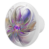 Energetische, farbenfrohe Abstrakte Fraktal Kunst Keramikknauf (Rechts)