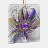 Energetische, farbenfrohe Abstrakte Fraktal Kunst Keramikornament (Rechts)