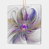 Energetische, farbenfrohe Abstrakte Fraktal Kunst Keramikornament (Links)