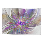 Energetische, farbenfrohe Abstrakte Fraktal Kunst Kissenbezug (Rückseite)